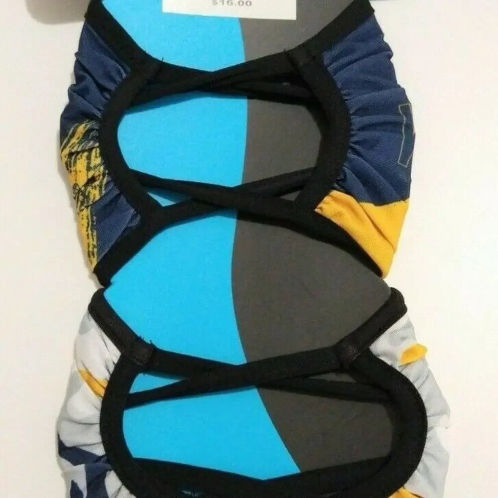 West Virginia University 2pc Fabric Face Cover Face Mask Blue & Gold Youth 8-20
